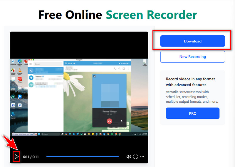 download the recorded telegram call