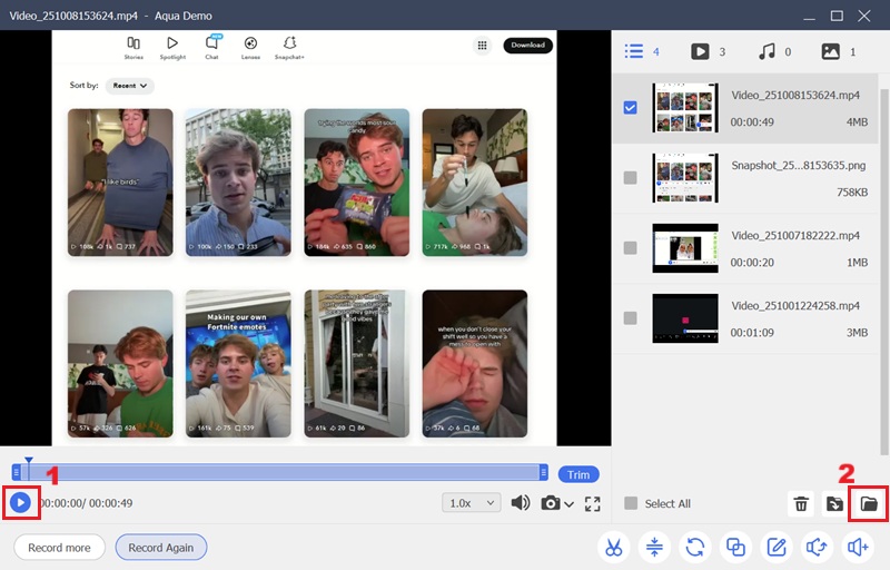 preview recorded snapchat videos