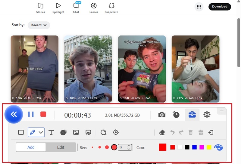 record snapchat videos