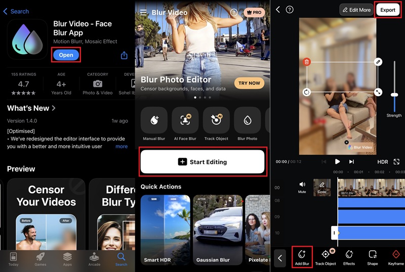 record video with blurred background ios app