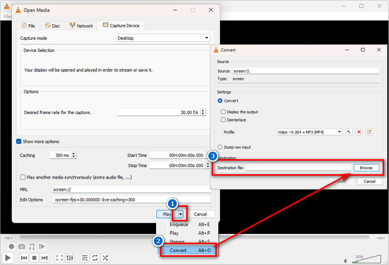 choose a output format and location