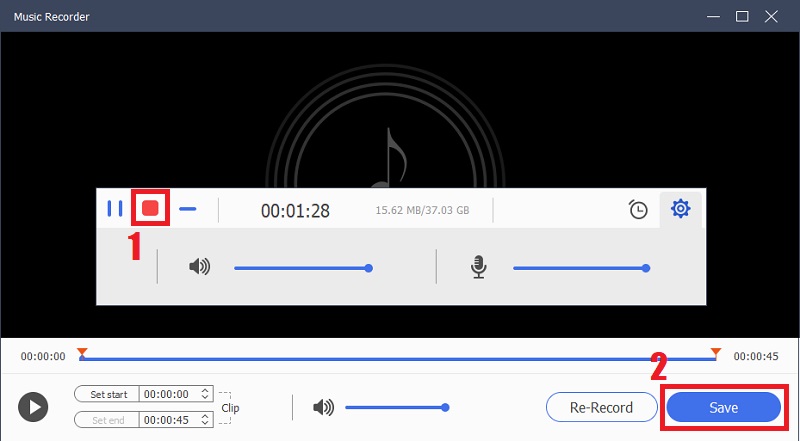 saving recorded audio on acethinker music recorder