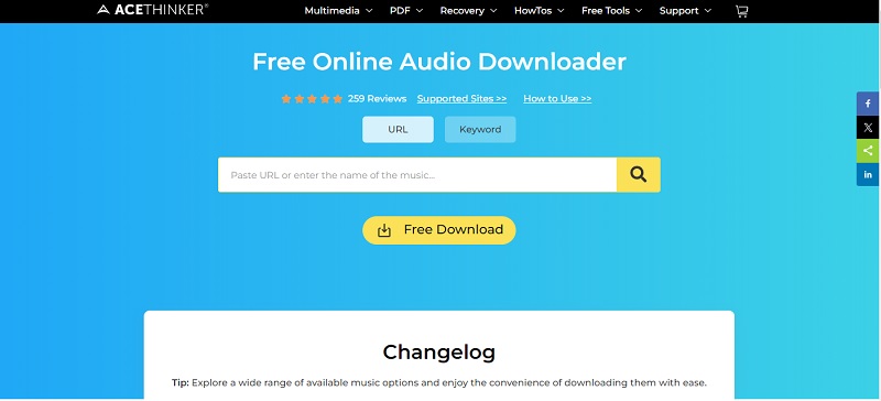 free online audio downloader interface