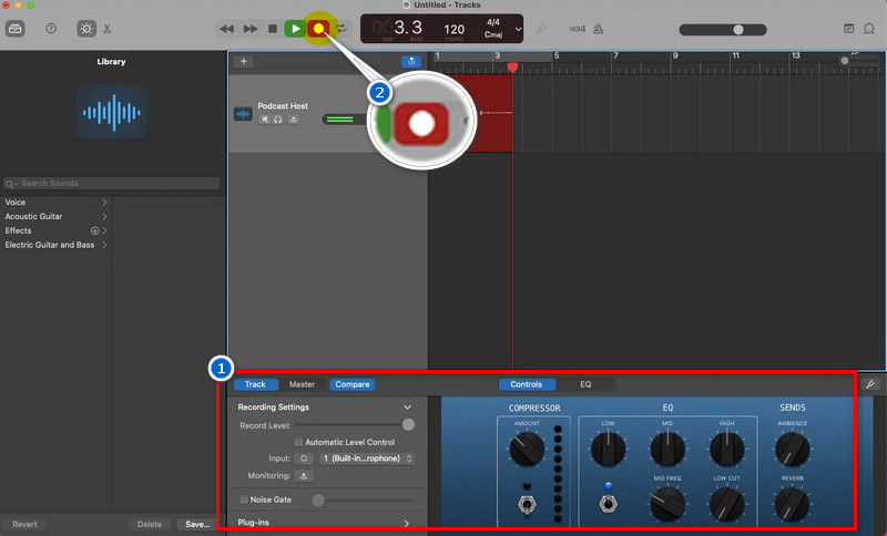connect your mic, modify the settings, and start recording