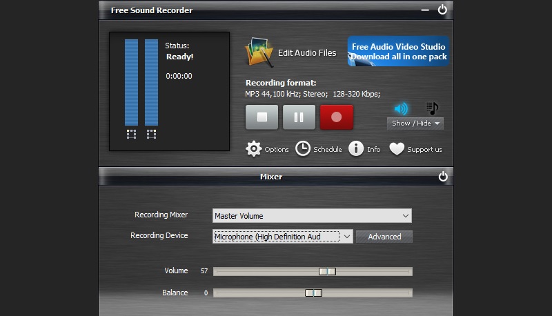 free sound recorder interface