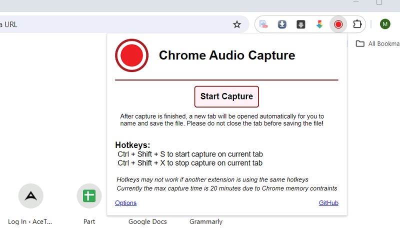 chrome audio capture interface