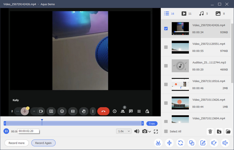 preview and locate the recorded meeting