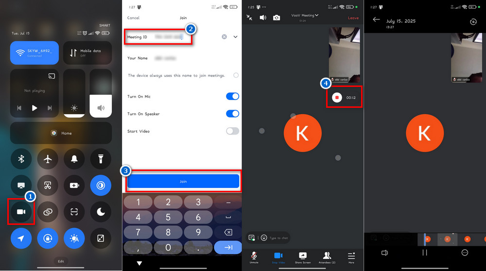 record voov meeting on android