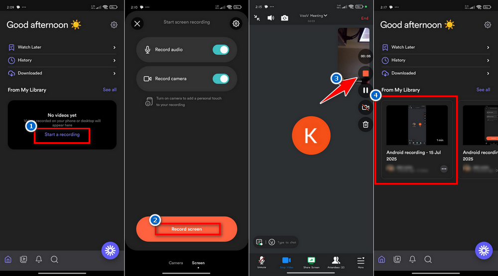 record voom meeting using loom on android and ios devices