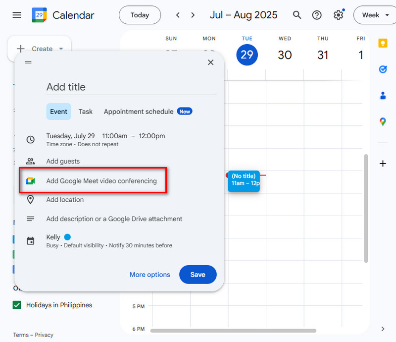 schedule meeting on google calendar