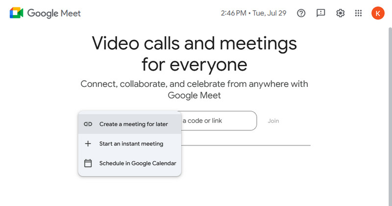 schedule a meeting on your personal account