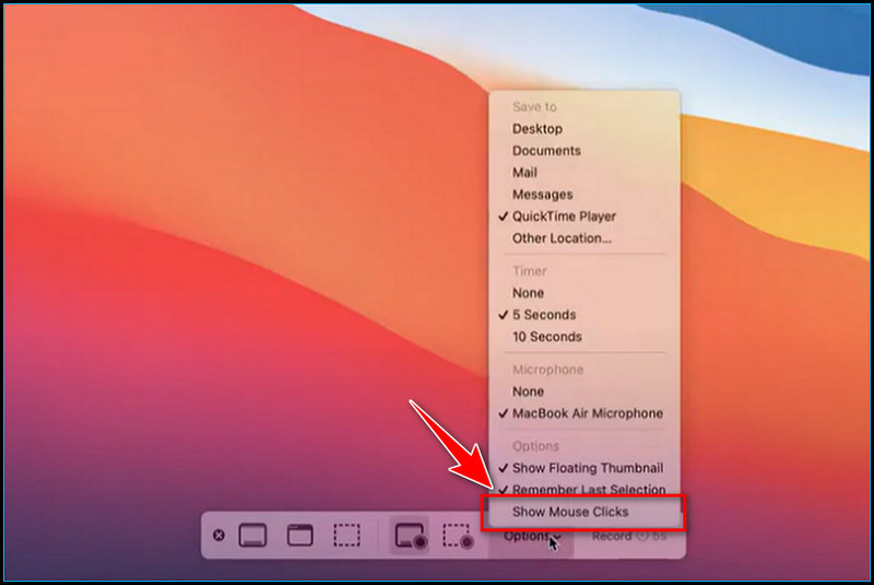 screen record without mouse on quicktime
