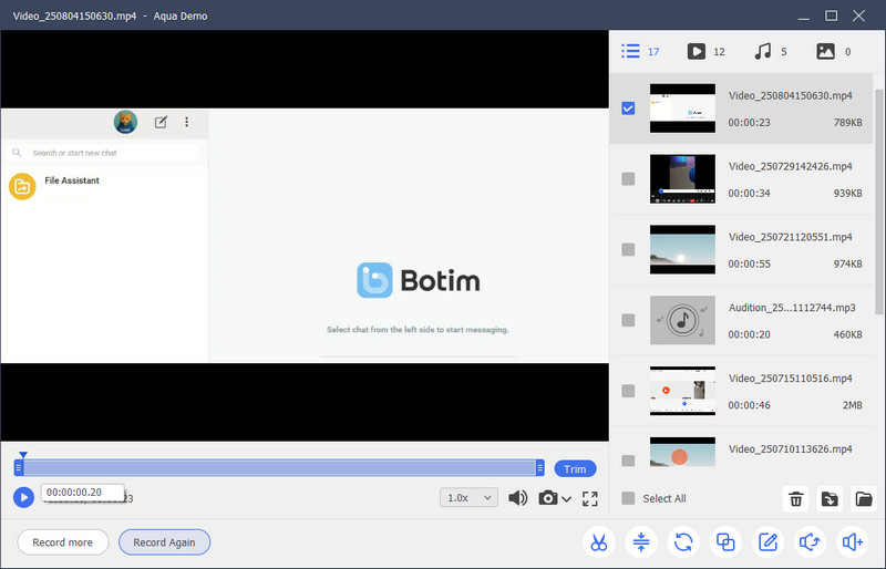 preview the recorded botim call