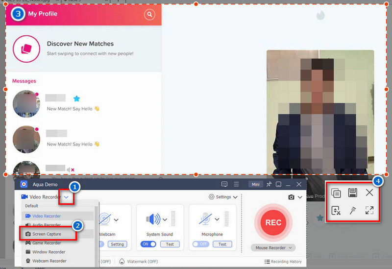 take a screenshot using aqua demo