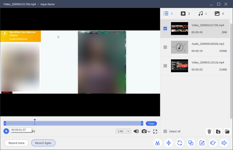 view the recorded call