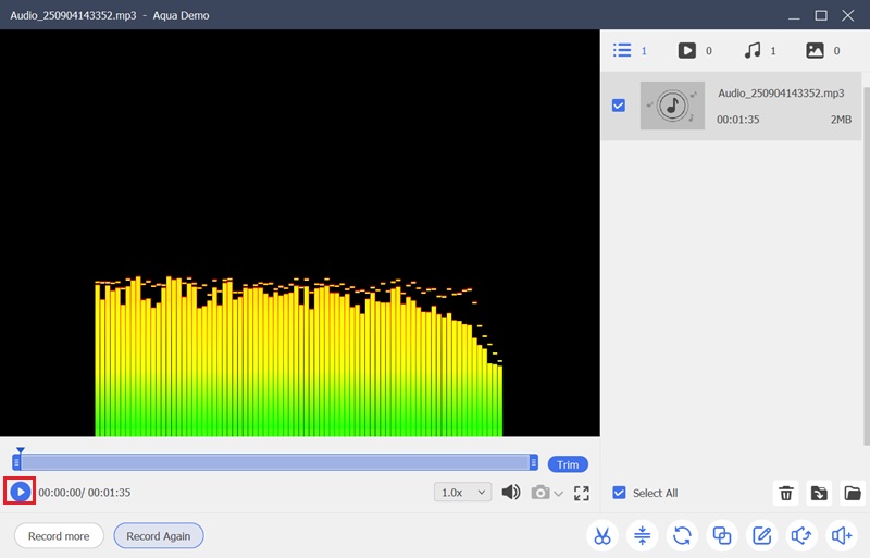 play recorded internal audio