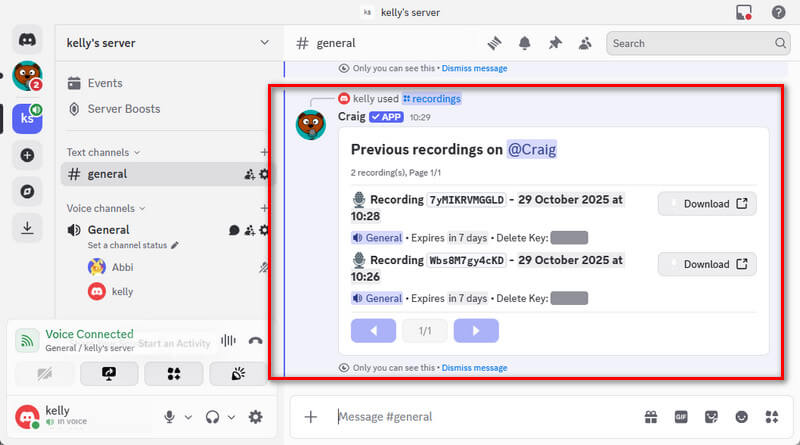 download the recorded audio from discord