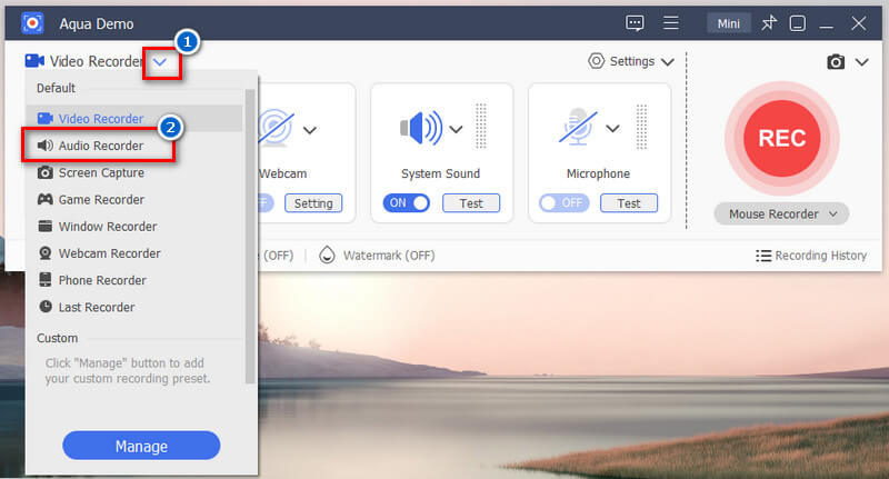 change video recorder to audio recorder
