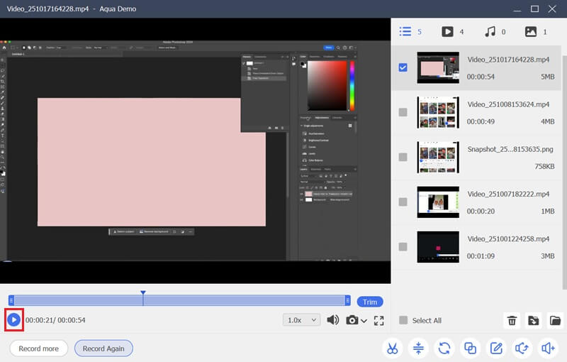 play recorded photoshop process