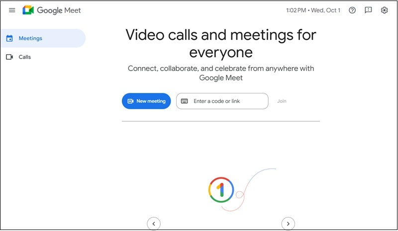 google meet interface