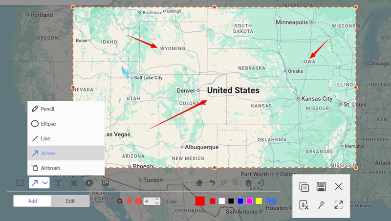 screenshot maps and save it