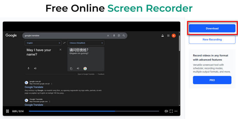 preview and download the recording