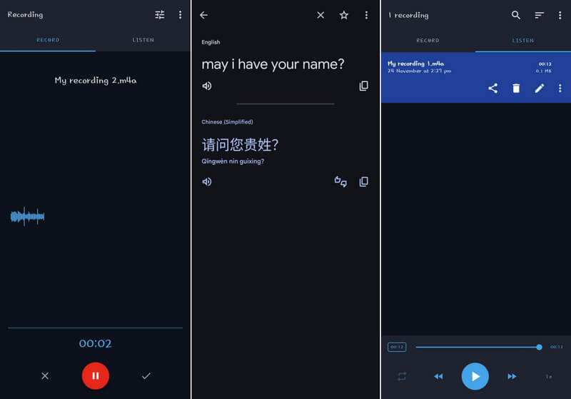 record google translate voice on android