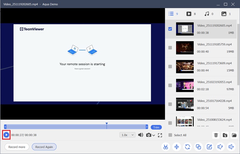 save recorded session