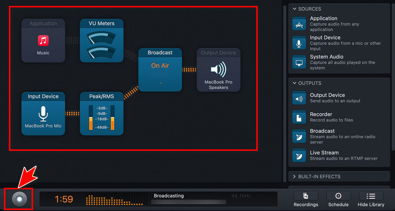 audio hijack interface