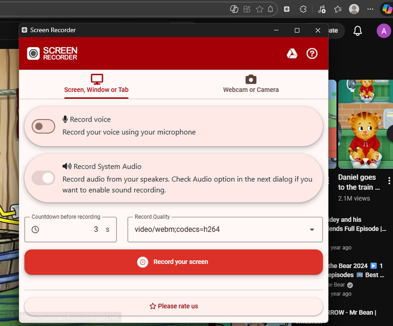 screen recorder - microsoft edge add on