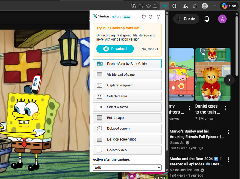screen record microsoft edge with nimbus